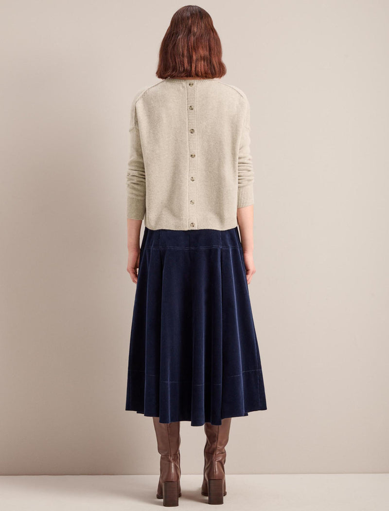 Amber A Line Corduroy Skirt - Navy