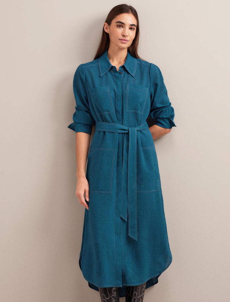 Amara Techni Voile Midi Dress - Azure Blue