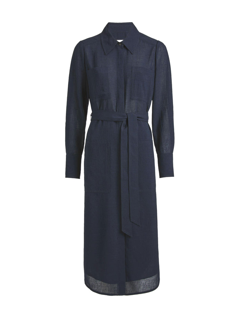 Amara Techni Voile Midi Dress - Navy