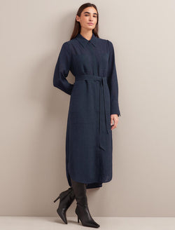 Amara Techni Voile Midi Dress - Navy