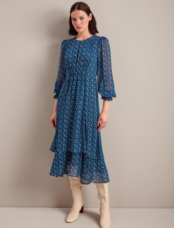 Willow Maxi Dress - Blue Shell Geo Print