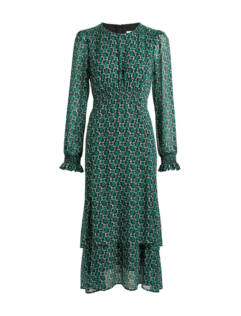 Willow Maxi Dress - Green Shell Geo Print