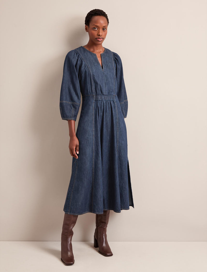 Jude Denim Maxi Dress - Dark Blue