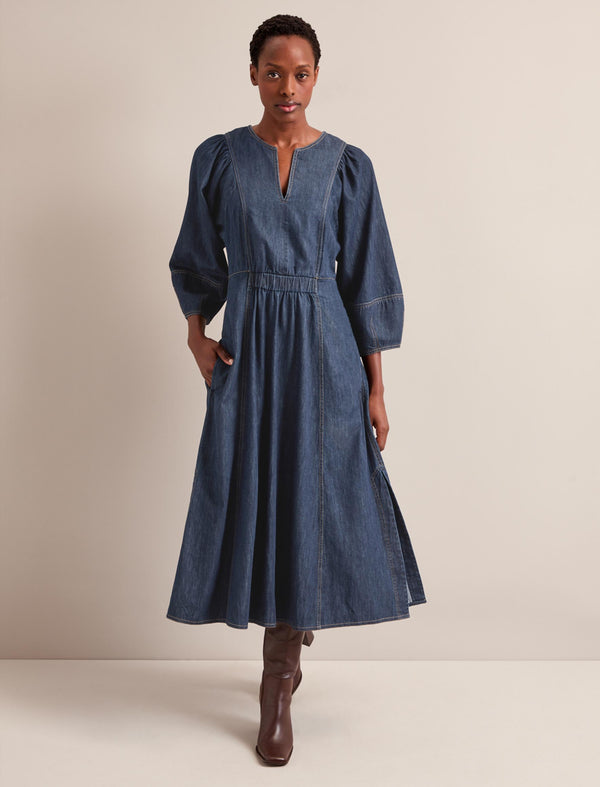 Jude Denim Maxi Dress - Dark Blue