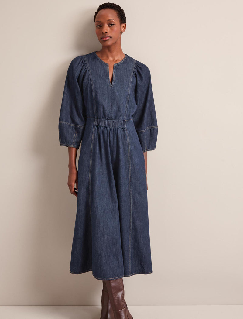 Jude Denim Maxi Dress - Dark Blue