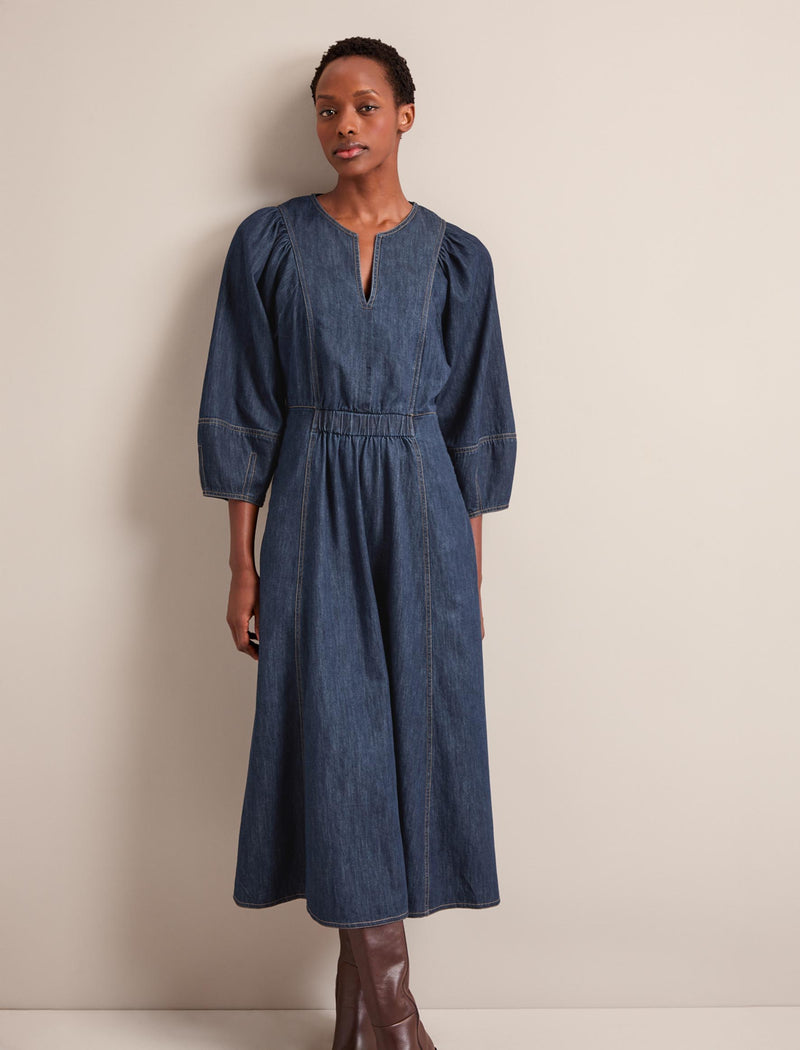 Jude Denim Maxi Dress - Dark Blue