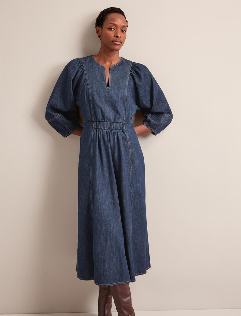 Jude Denim Maxi Dress - Dark Blue