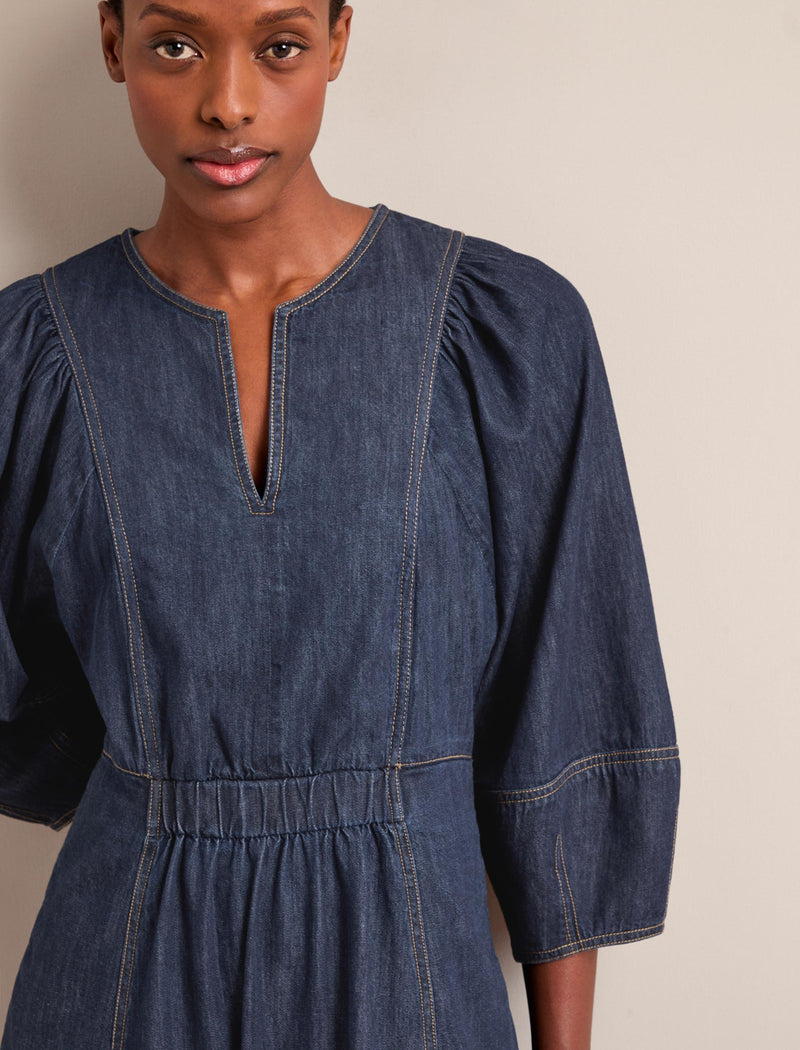 Jude Denim Maxi Dress - Dark Blue