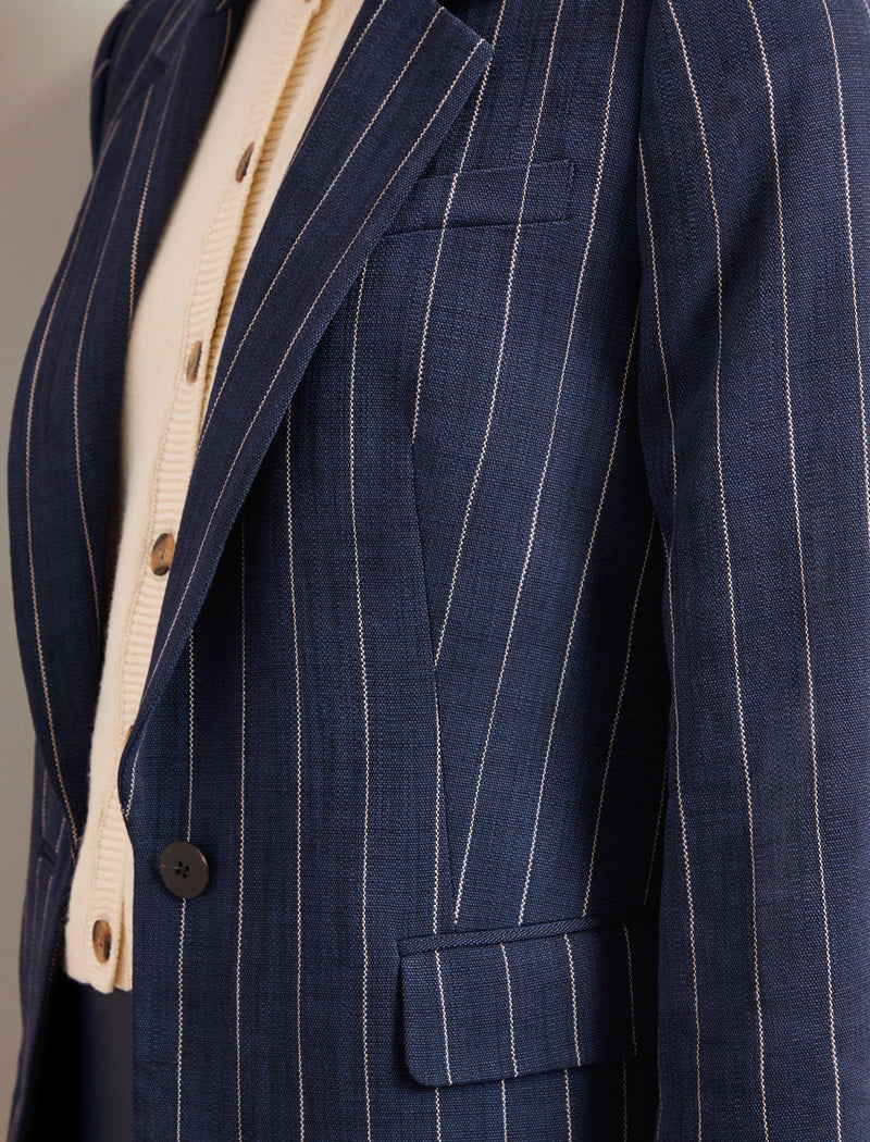 Jordan Relaxed Blazer - Navy Pinstripe