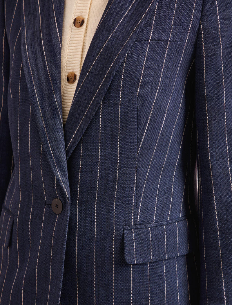 Jordan Relaxed Blazer - Navy Pinstripe