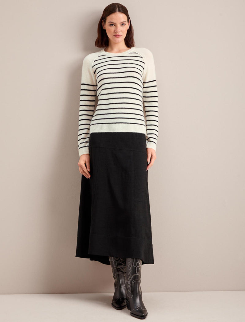 Drew Cashmere Jumper - Cream Black Stripe