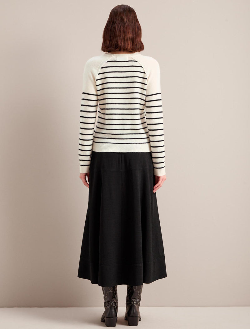 Drew Cashmere Jumper - Cream Black Stripe