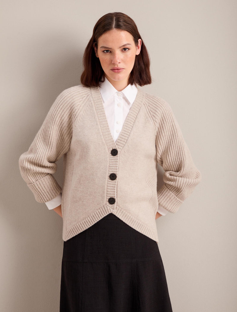 Camila Cashmere Blend Cardigan - Oatmeal