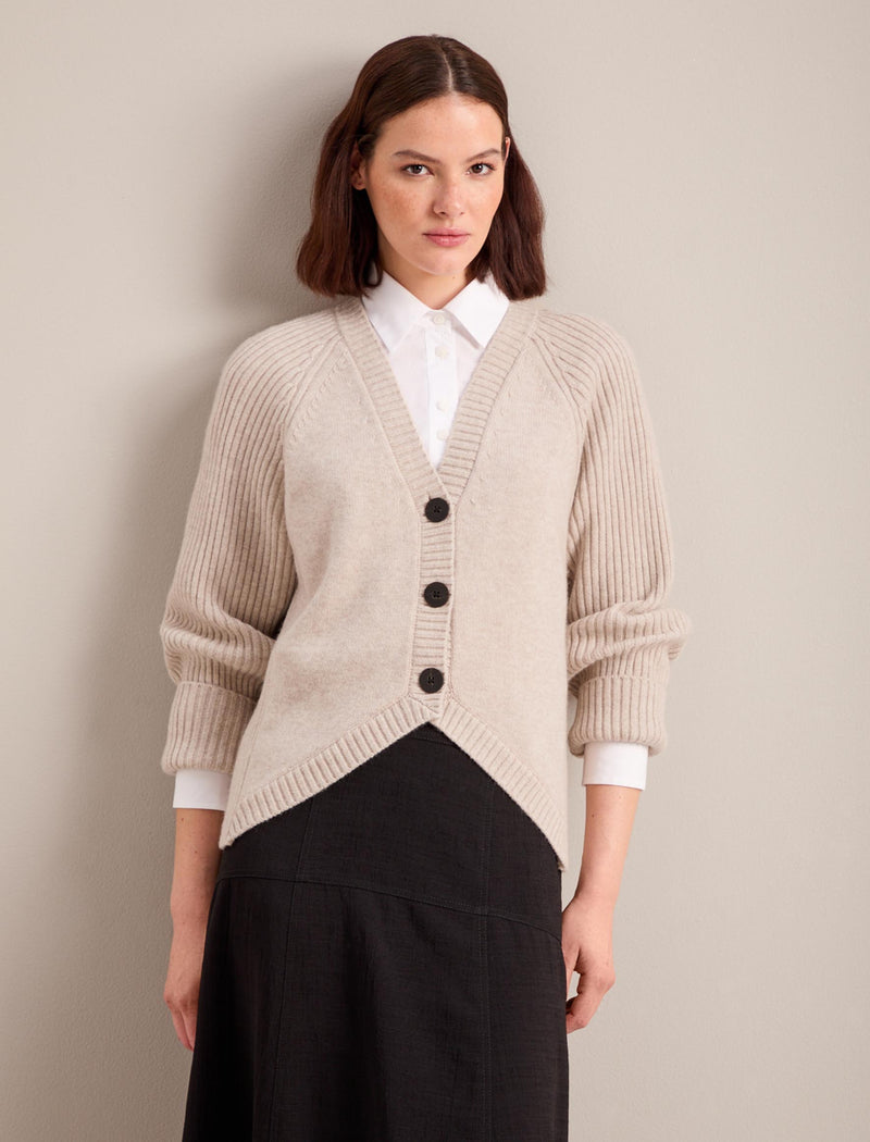 Camila Cashmere Blend Cardigan - Oatmeal