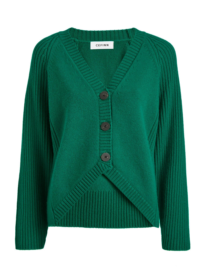 Camila Cashmere Blend Cardigan - Racing Green