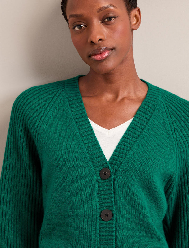 Camila Cashmere Blend Cardigan - Racing Green