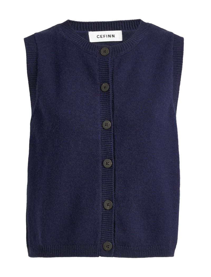 Wesley Cotton Blend Waistcoat - Navy