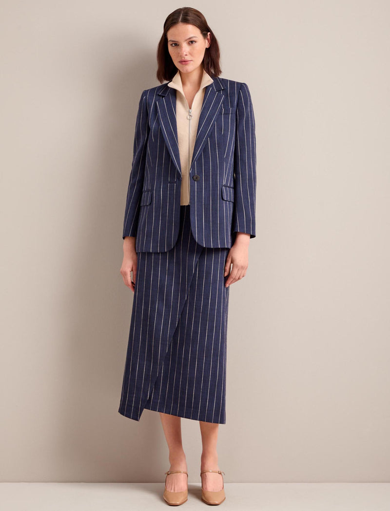 Jordan Relaxed Blazer - Navy Pinstripe