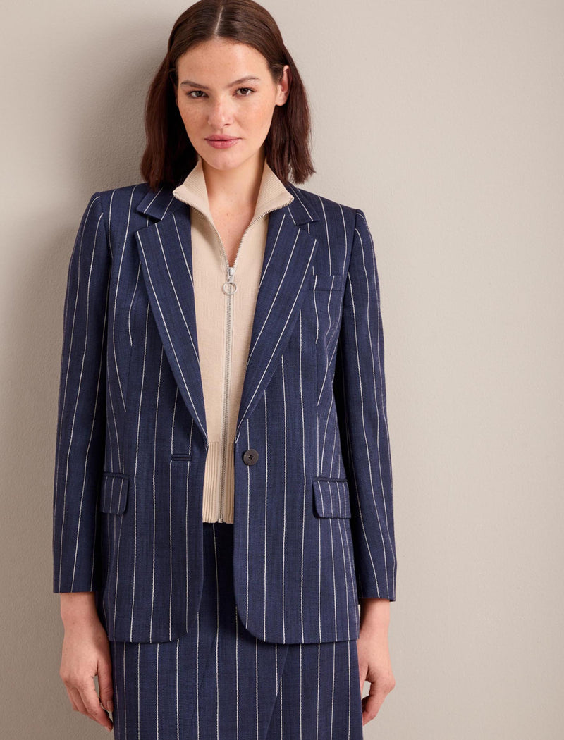 Jordan Relaxed Blazer - Navy Pinstripe