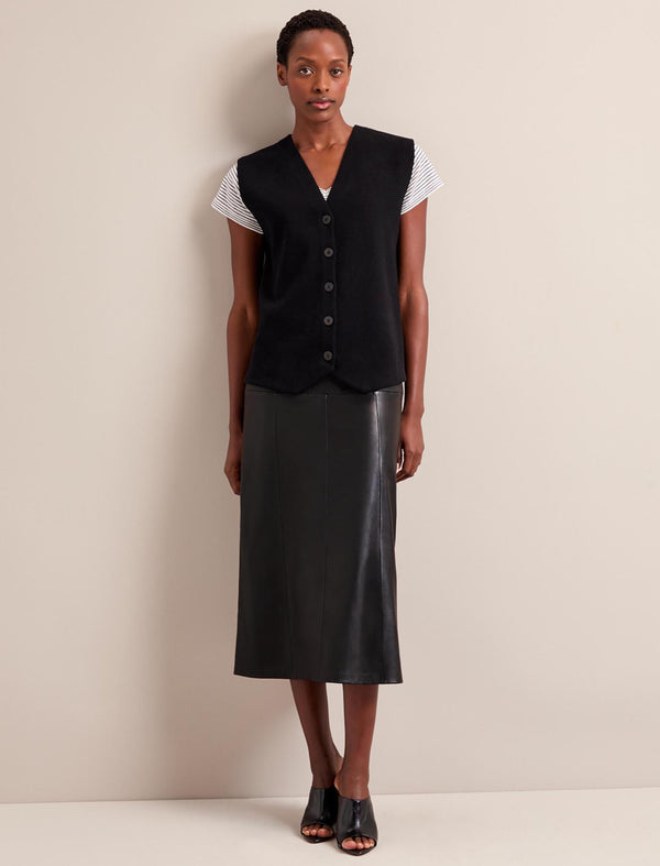 Waverly Longline Knitted Waistcoat - Black