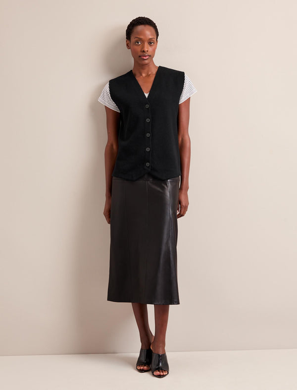 Waverly Longline Knitted Waistcoat - Black