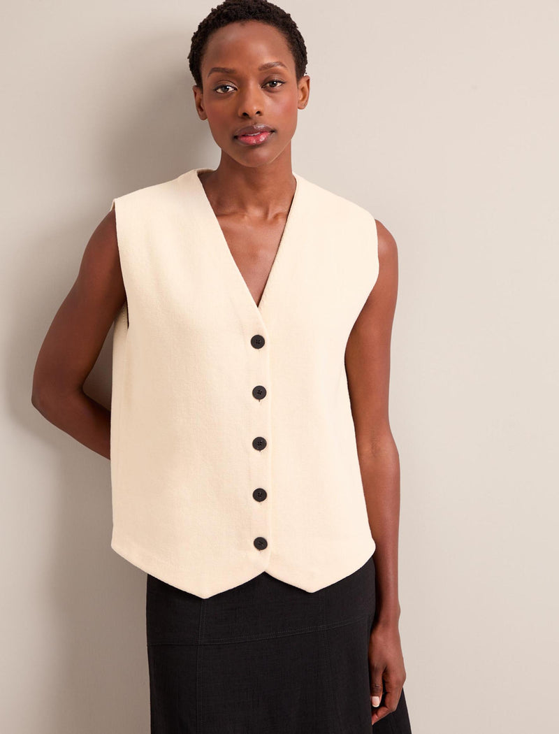 Waverly Longline Knitted Waistcoat - Cream