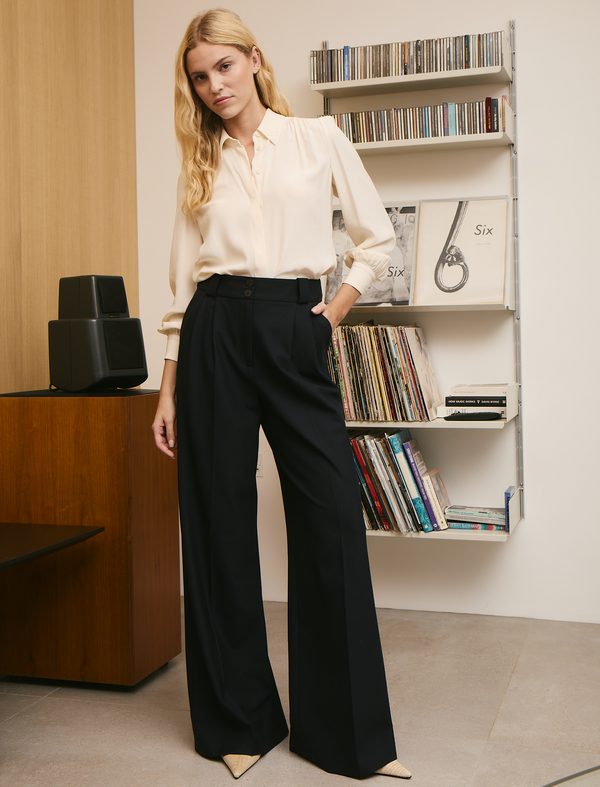 Margot New Wool Wide Leg Trouser - Black