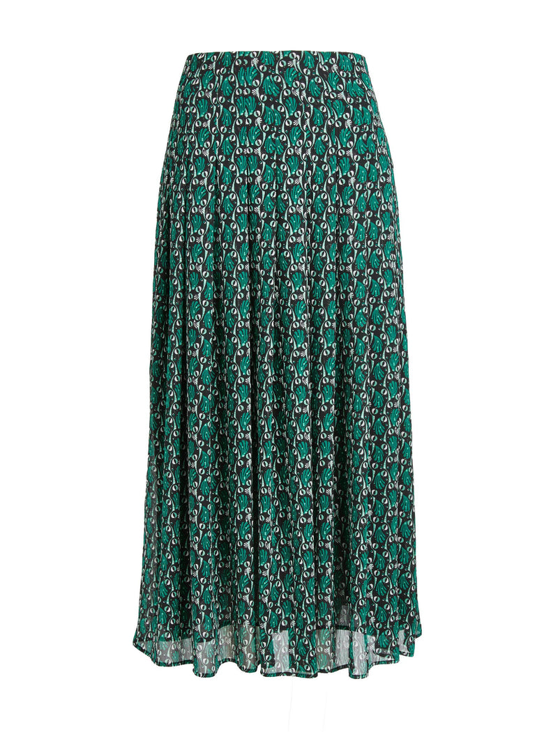 Zinnia Maxi Skirt - Green Shell Geo Print