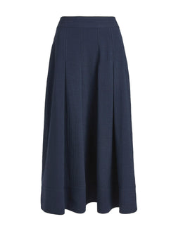 Sophia Techni Voile Pleated Maxi Skirt - Navy