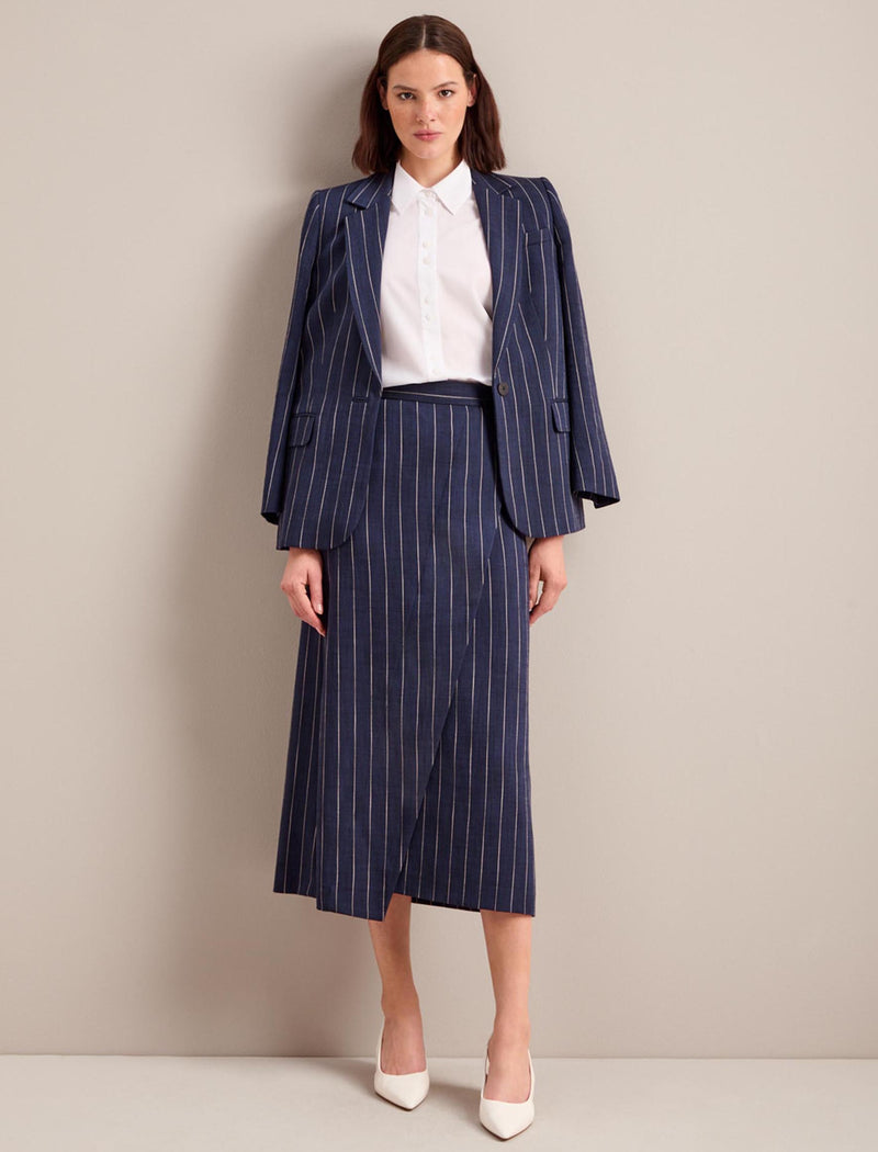 Jordan Relaxed Blazer - Navy Pinstripe