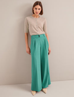 Margot New Wool Wide Leg Trouser - Mint Green