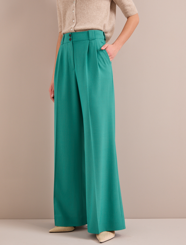 Margot New Wool Wide Leg Trouser - Mint Green