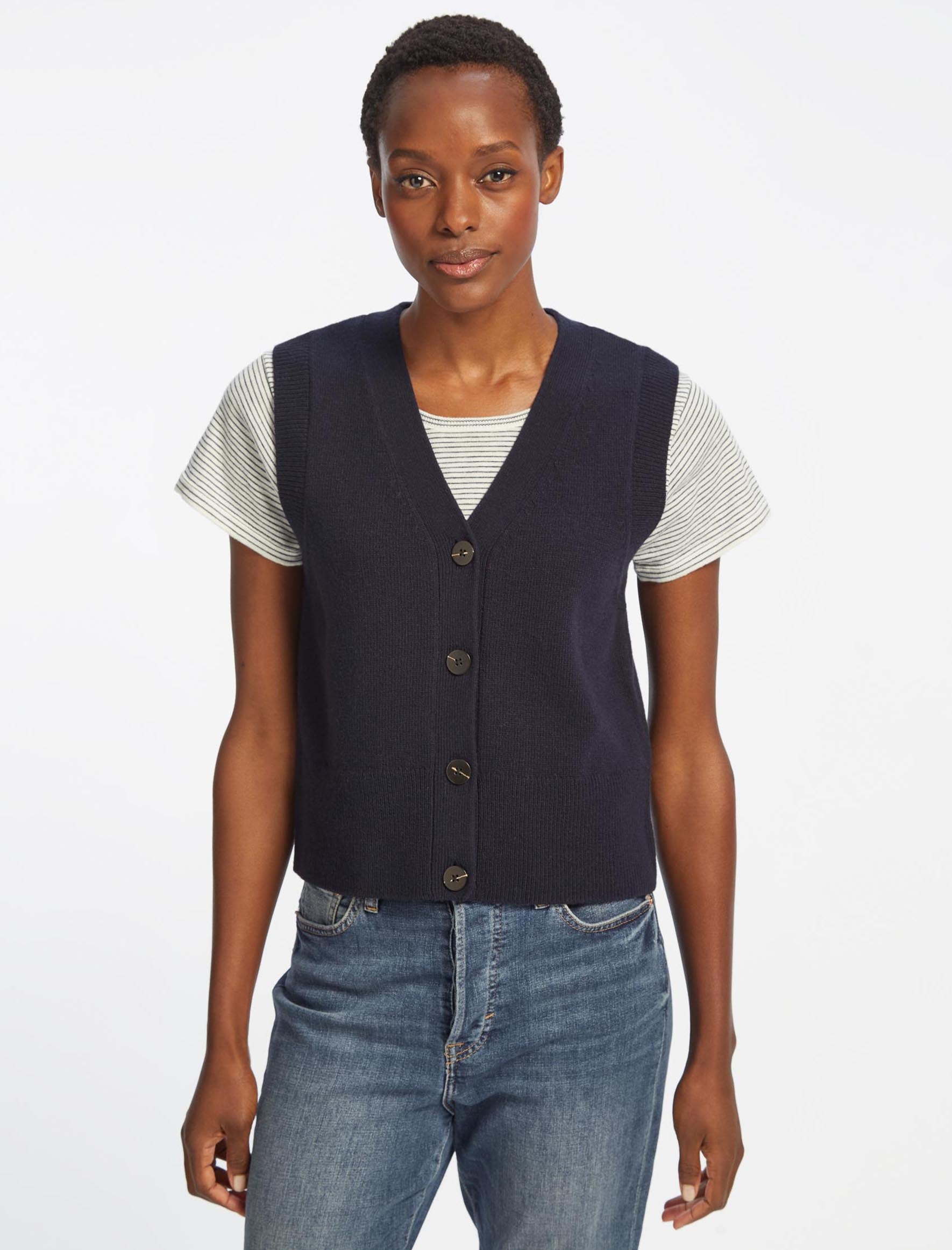 Navy wool outlet waistcoat