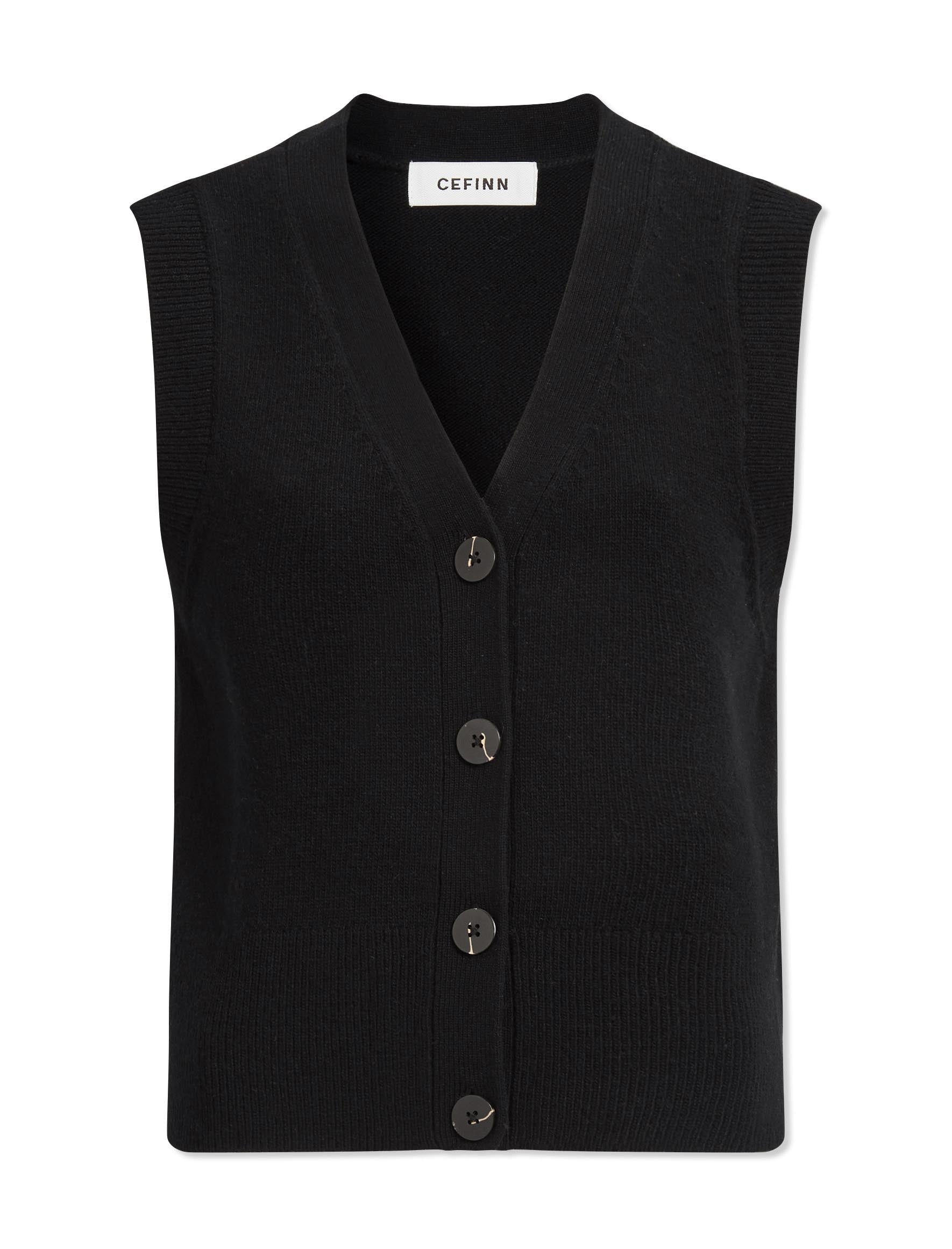 Meryl V Neck Knit Waistcoat in Black