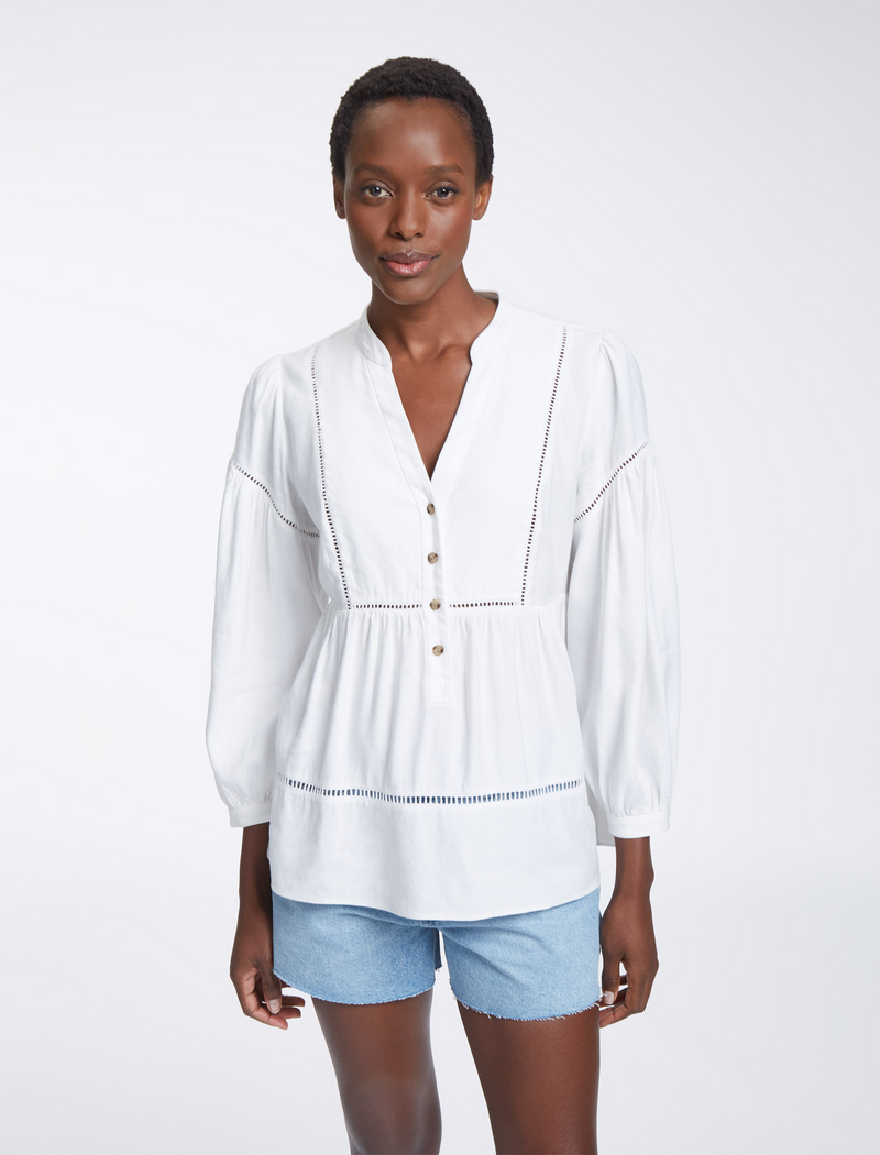 Callie Linen Blend Shirt - White