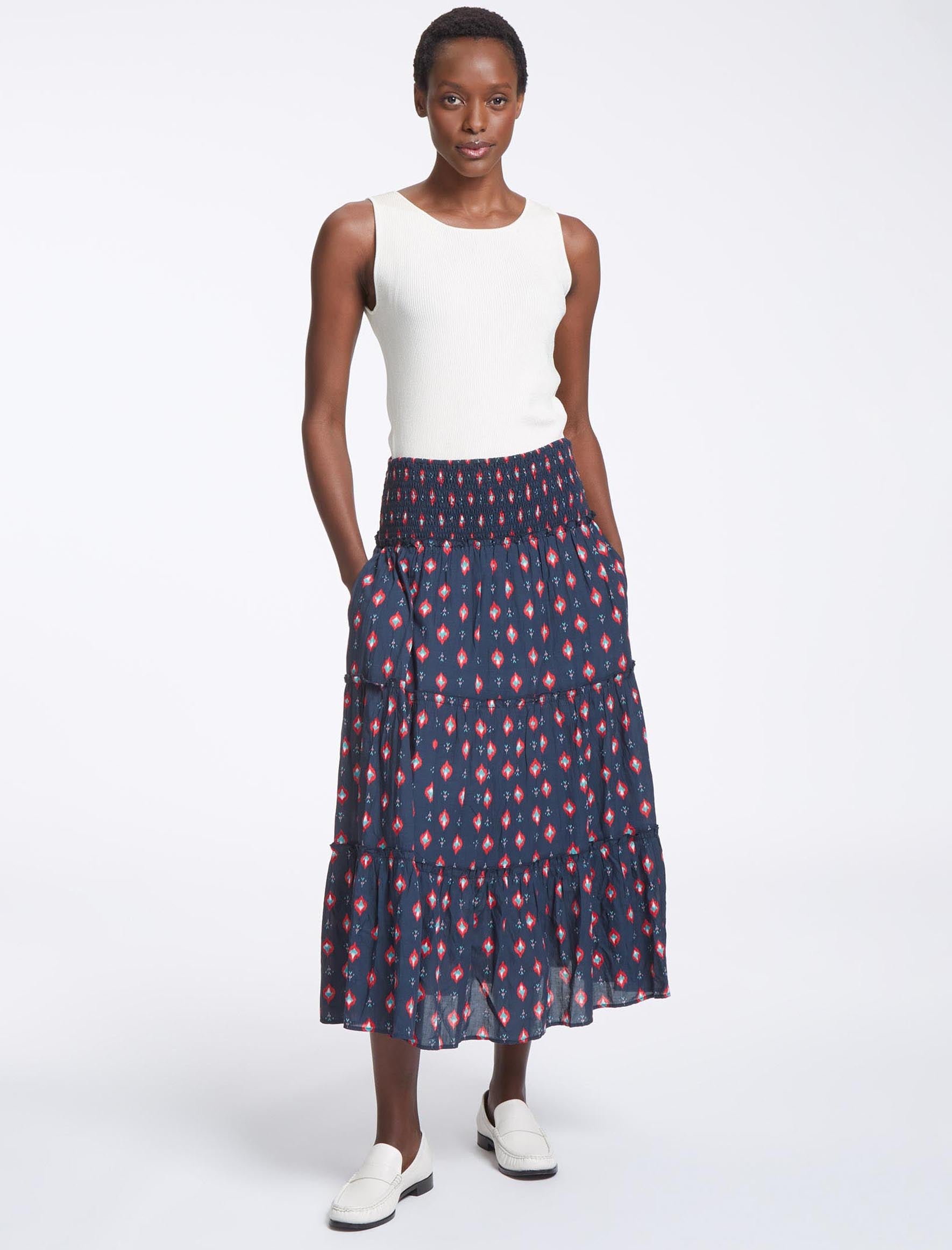 Navy cotton outlet maxi skirt