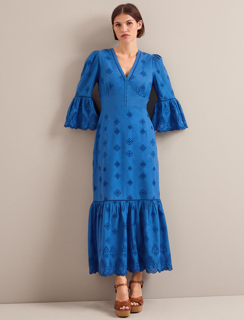 Daphne Organic Cotton Maxi Dress - Blue