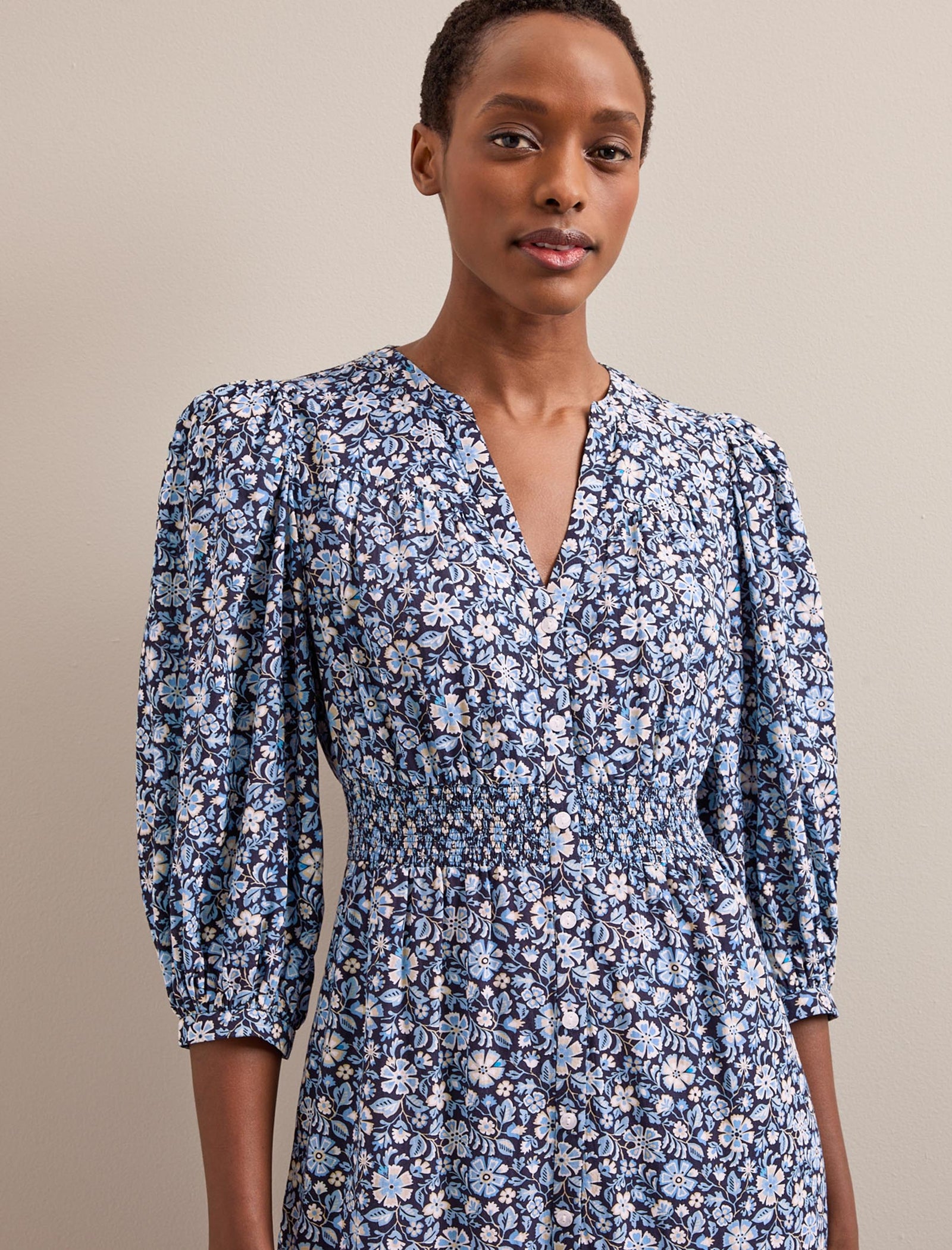 Blue ditsy floral dress hotsell