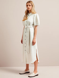 Lyra Techni Linen Maxi Shirt Dress - Cream