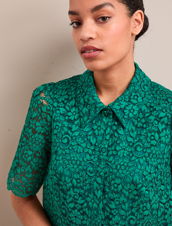 Jacquie Lace Blouse - Emerald Green