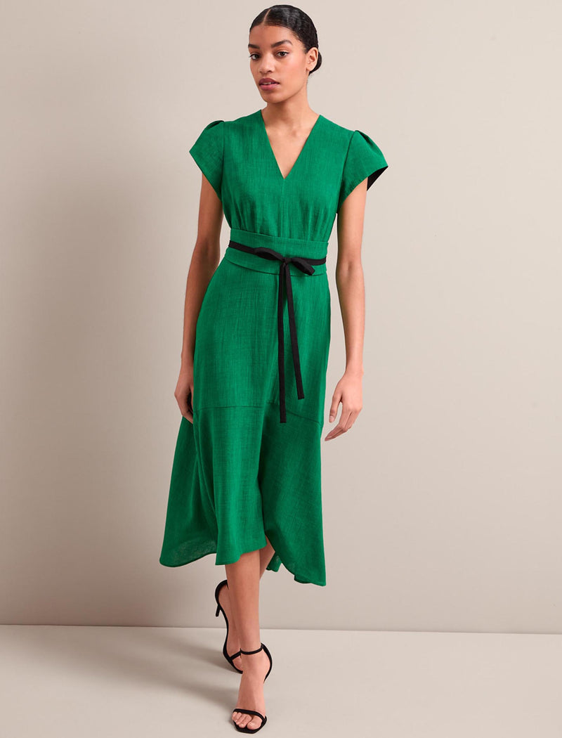 Aria Techni Voile Maxi Dress - Emerald Green Black