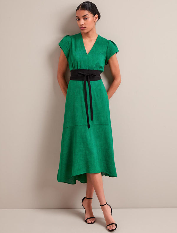 Aria Techni Voile Maxi Dress - Emerald Green Black