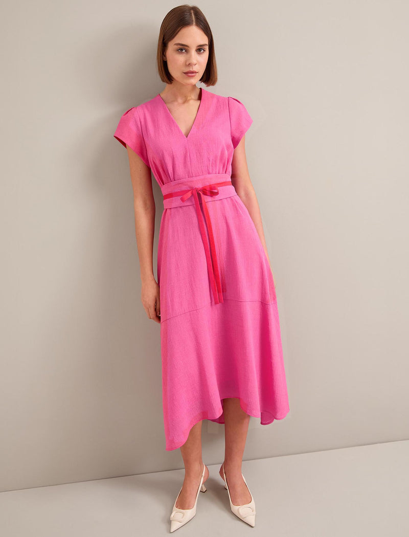 Aria Techni Voile Maxi Dress - Hot Pink Crimson