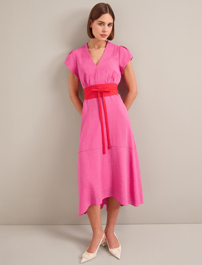 Aria Techni Voile Maxi Dress - Hot Pink Crimson