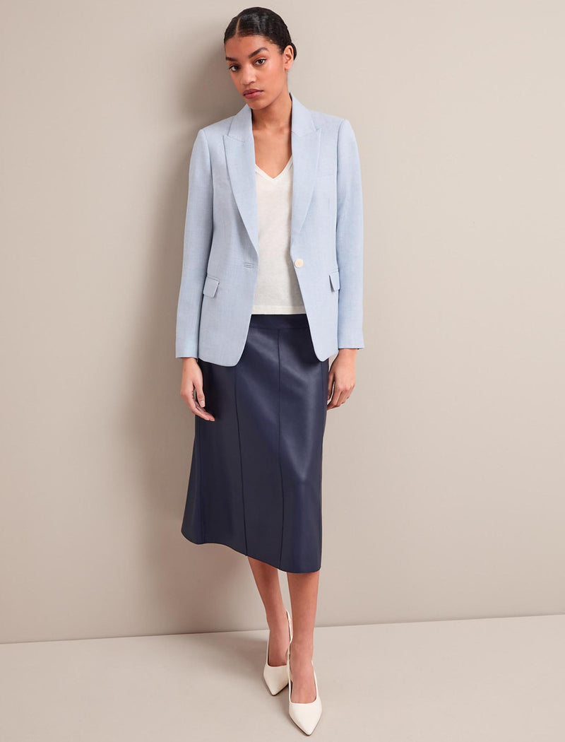 Jamie Linen Blend Blazer - Pale Blue