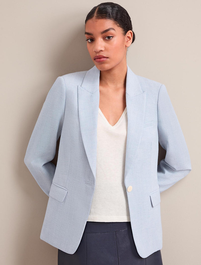 Jamie Linen Blend Blazer - Pale Blue