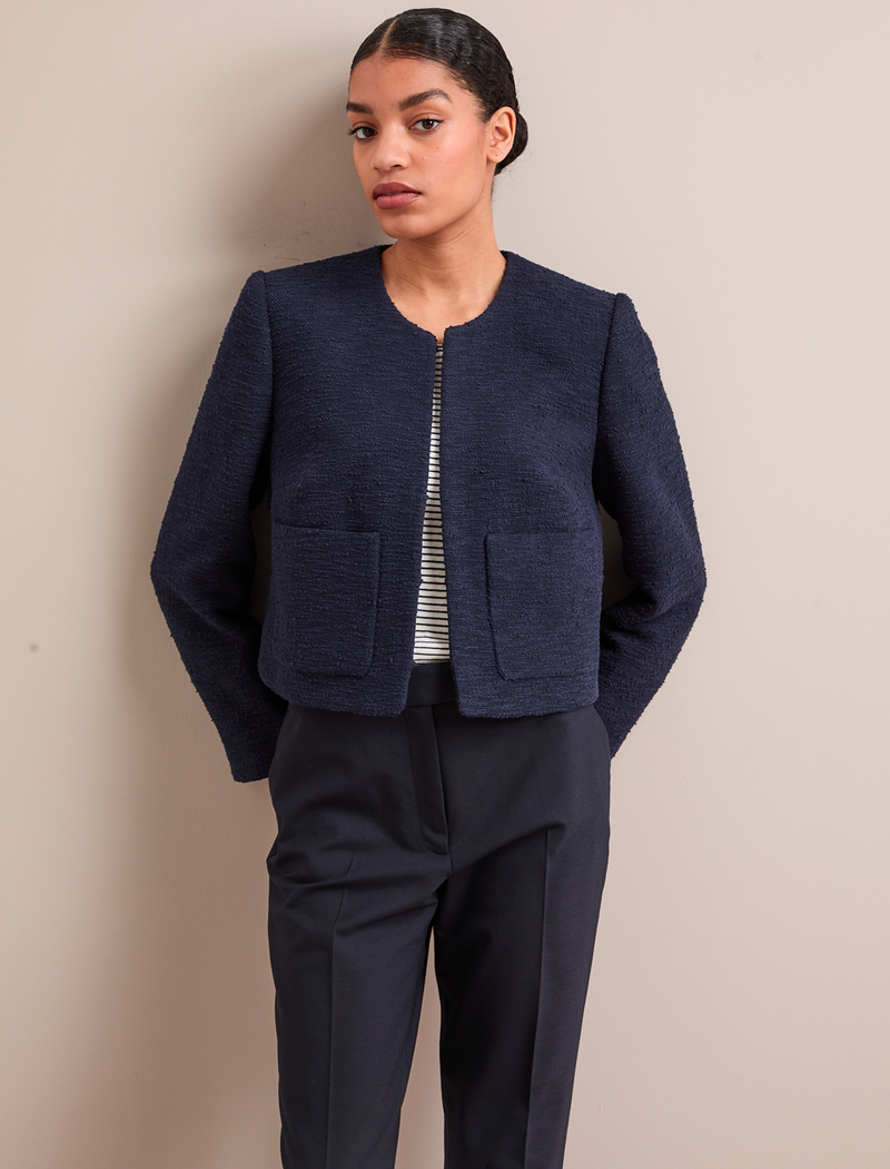 Juno Organic Cotton Bouclé Jacket - Navy