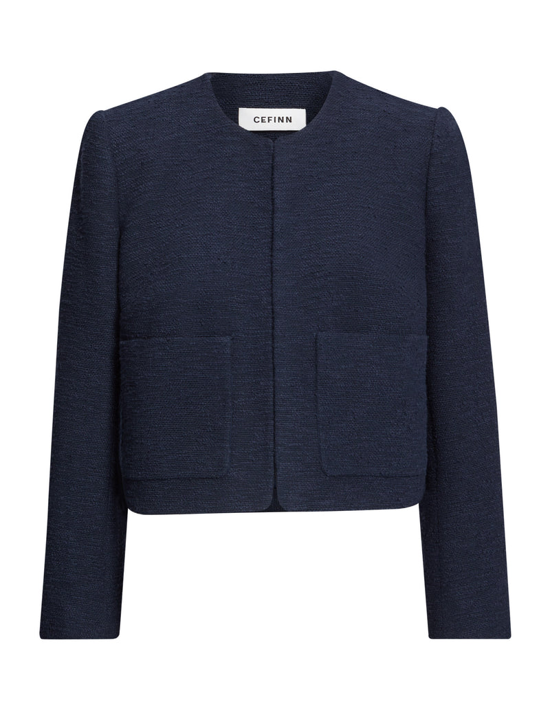 Juno Organic Cotton Bouclé Jacket - Navy