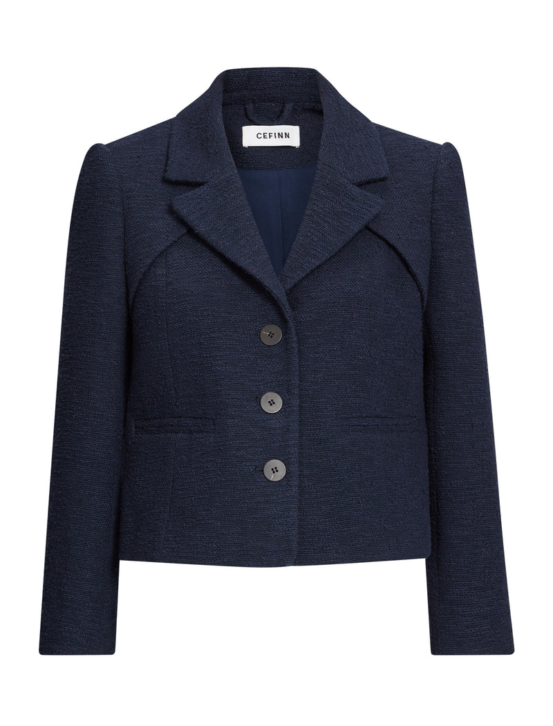 Ronan Organic Cotton Bouclé Jacket - Navy