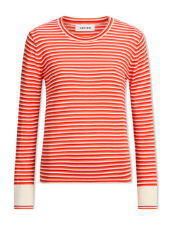 Jodi Cotton Blend Jumper - Red Orange Cream Stripe